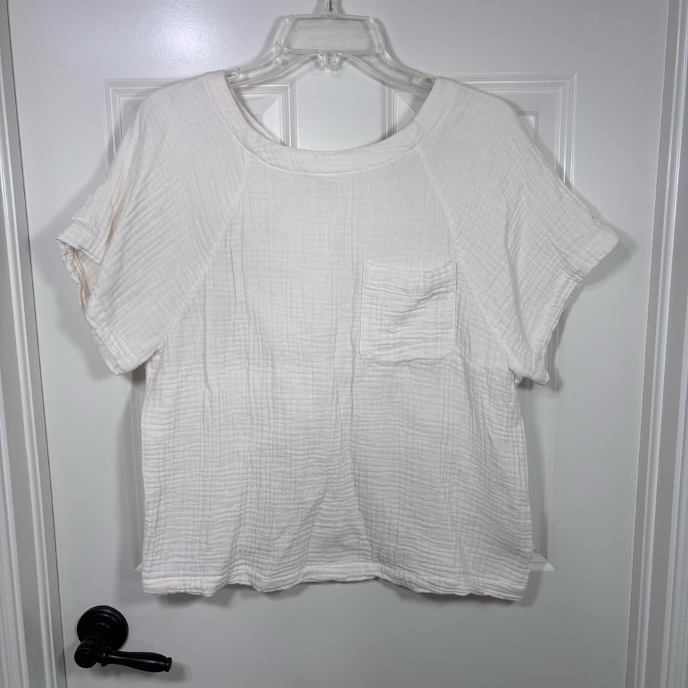 Madewell Lightspun Renwood Button-Back Top Women’s L Cream
